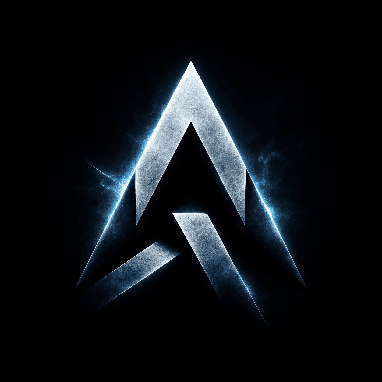 ManicWebmaster mark — a metallic blue-lit arrowhead 'A'.
