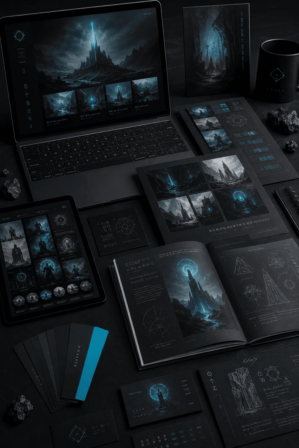 Dark cinematic world-building asset kit preview